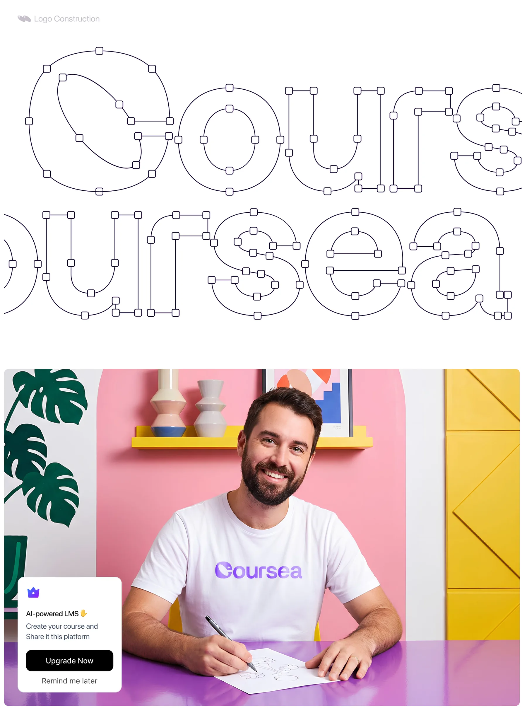 Coursea logo construction and apparel mockup
