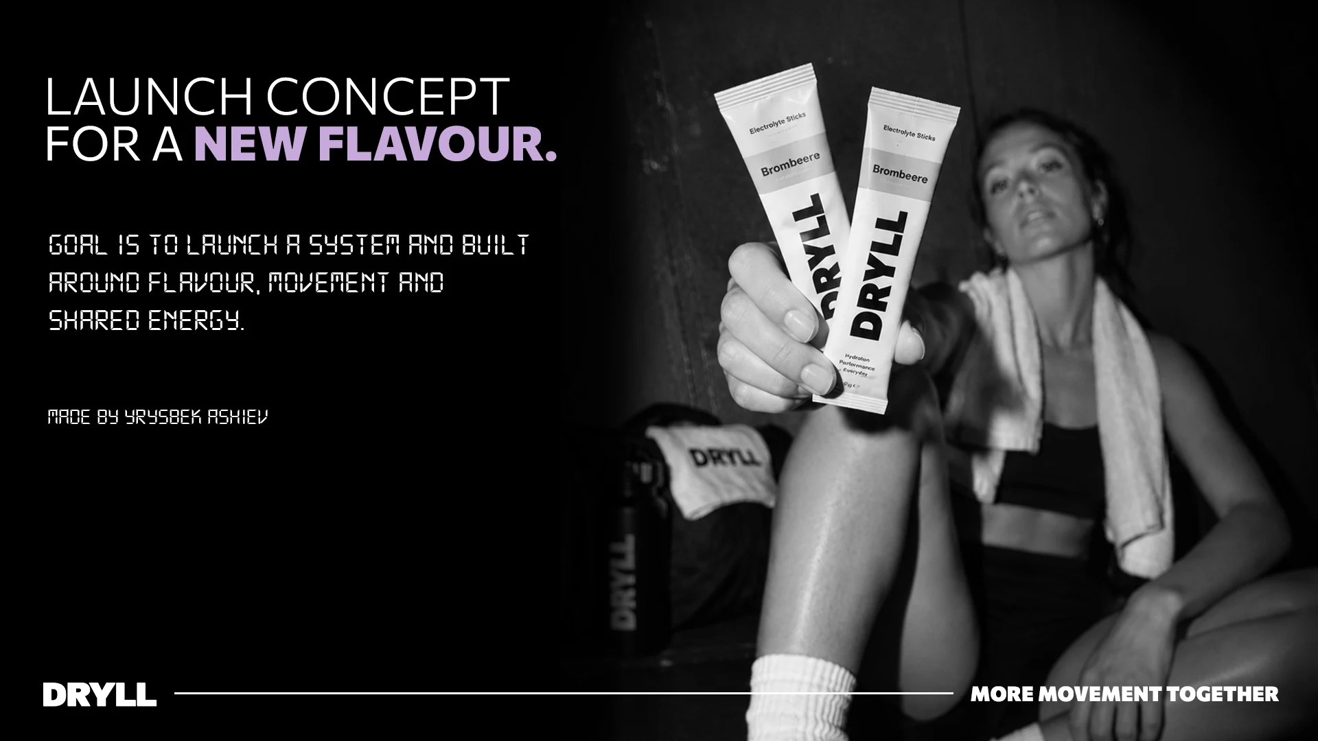 Opening DRYLL presentation slide for a new Brombeere flavour launch concept