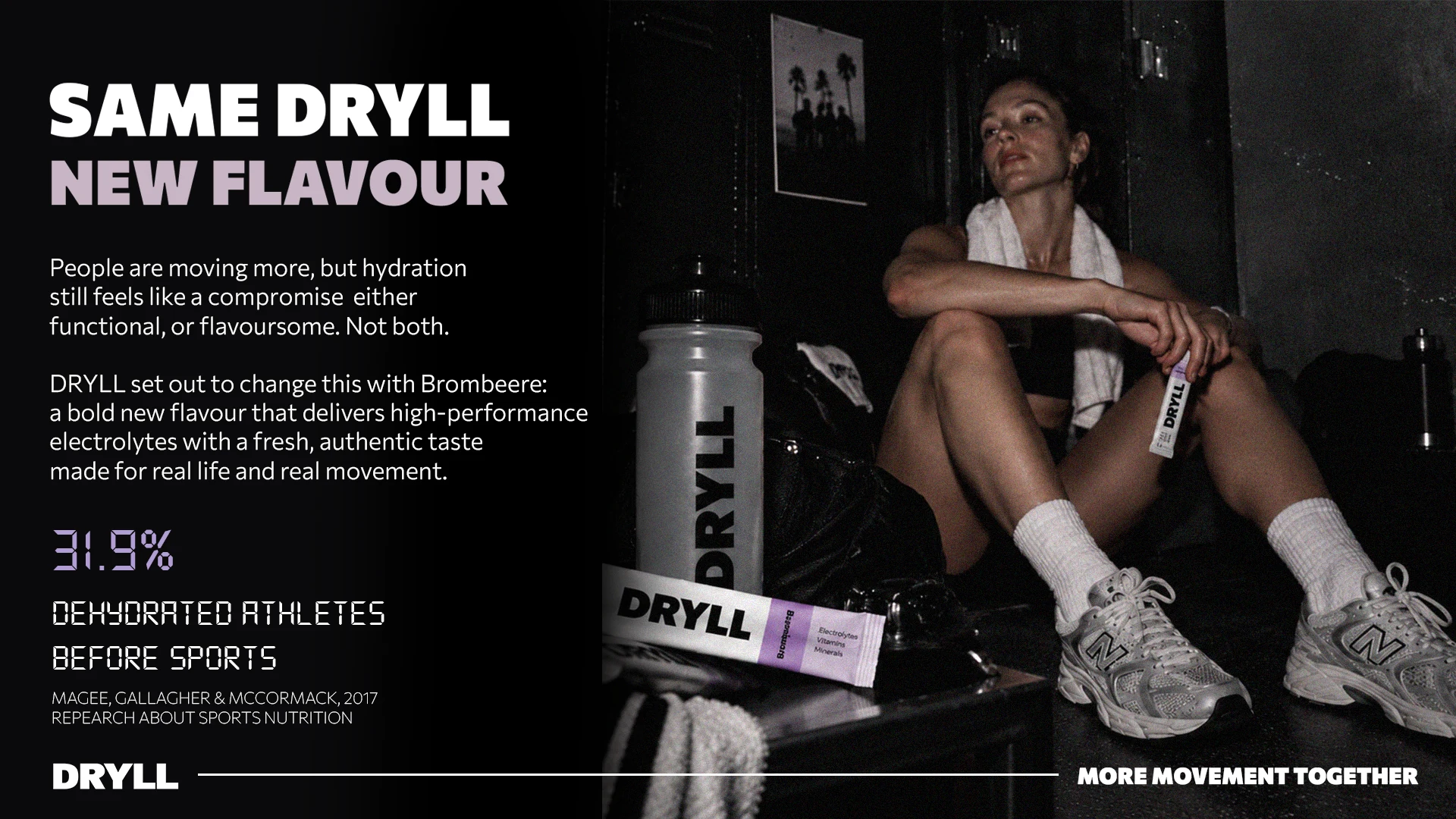 DRYLL campaign opportunity board with athlete, bottle, product pack and launch rationale