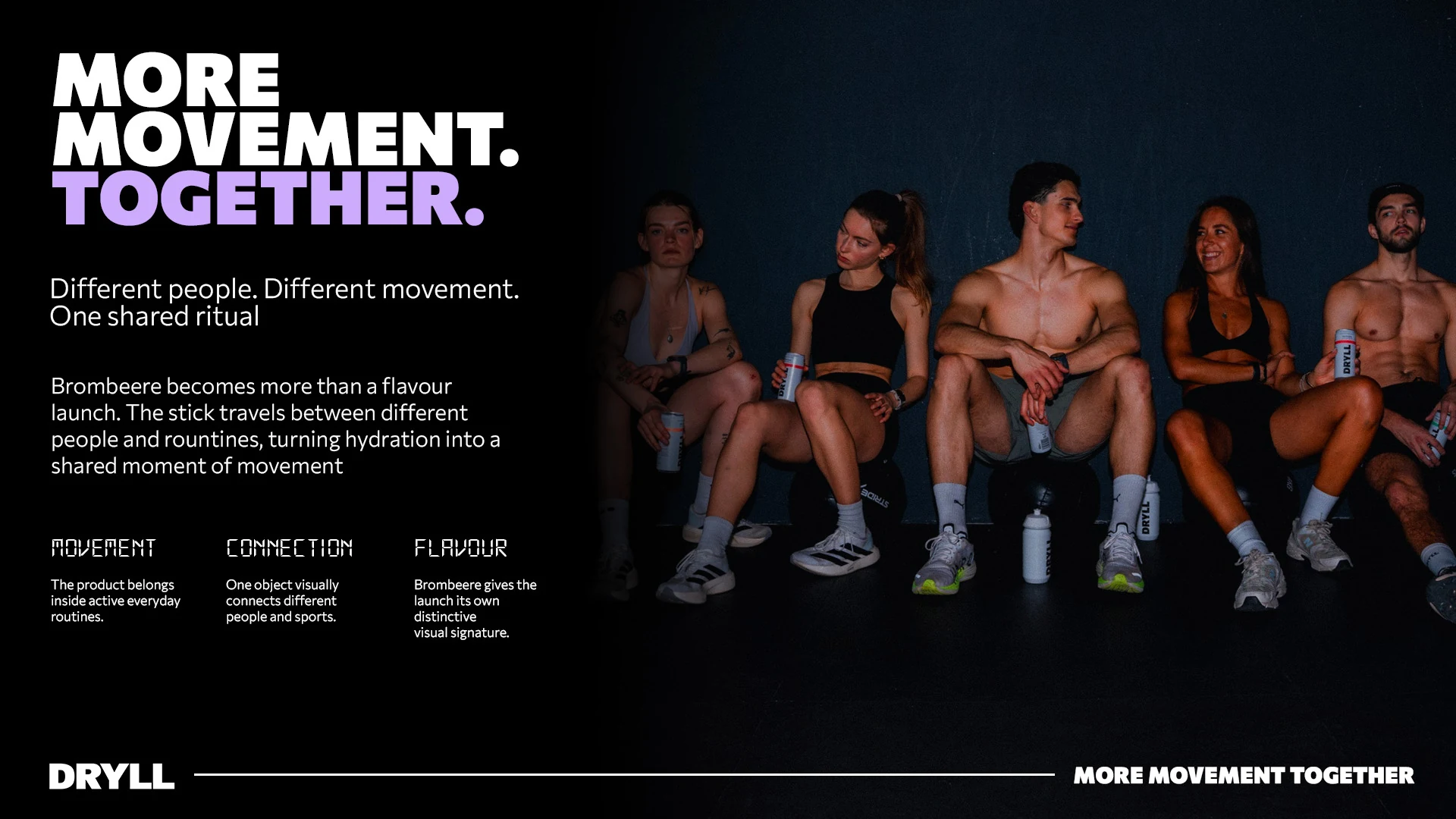 DRYLL More Movement Together platform shown beside a group of athletes