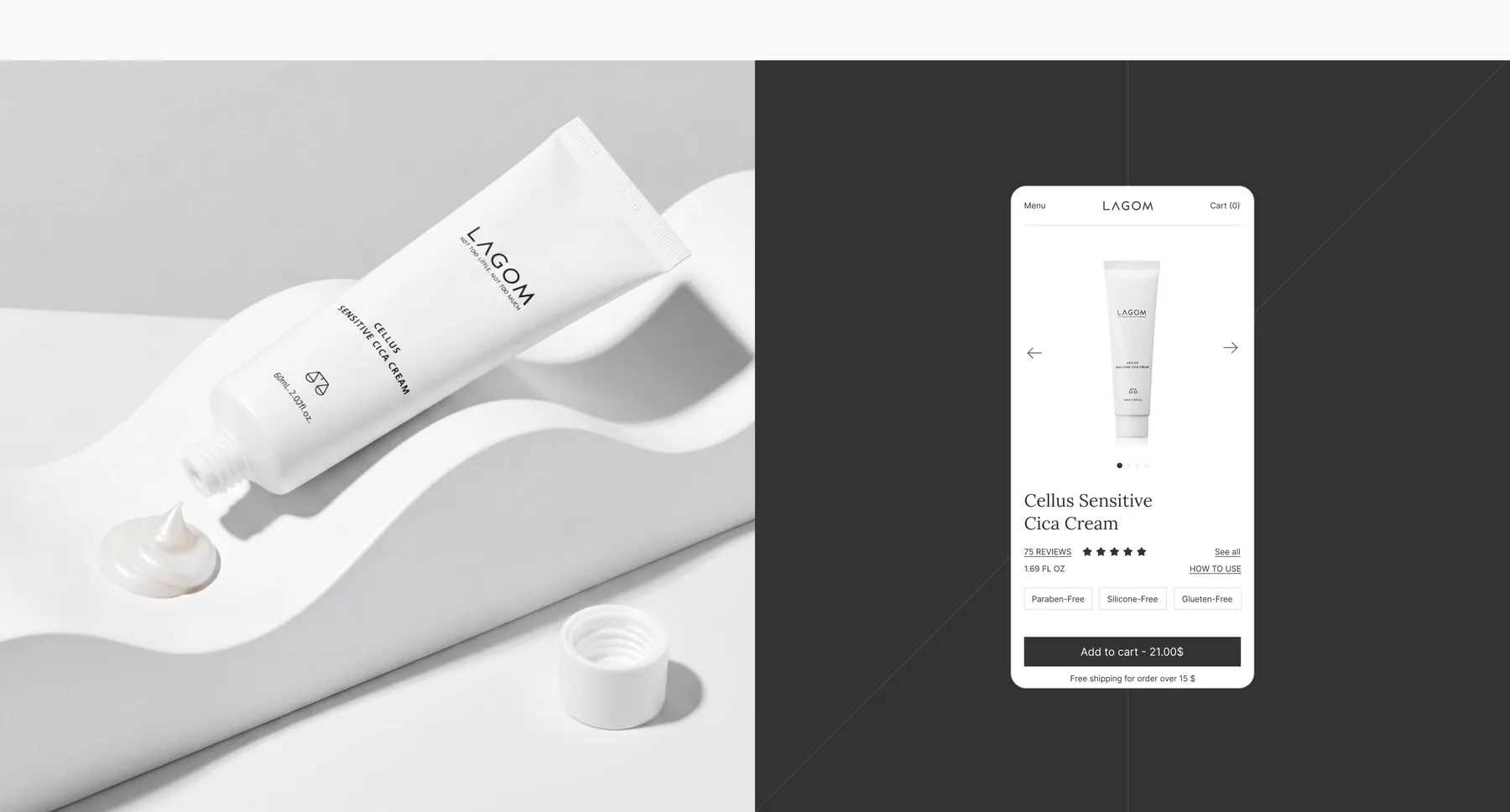 Lagom product and mobile product page mockup