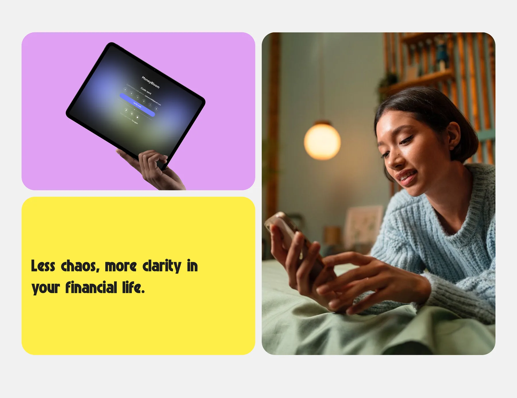 MoneyBloom campaign-style visual composition
