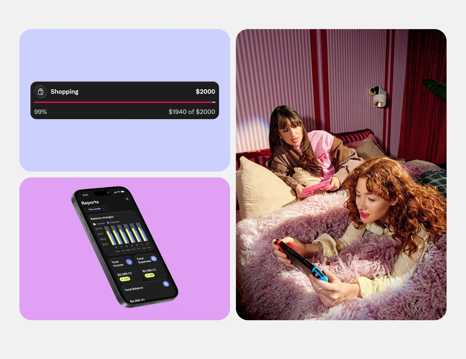 MoneyBloom mobile interface and visual applications